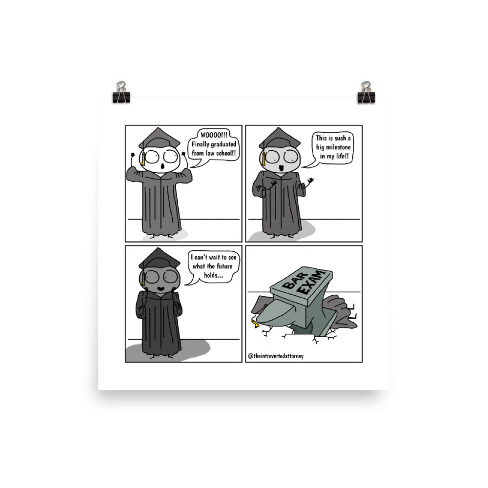 Law School Graduation & Bar Exam Anvil | Comic Print (10" x 10") | Full Color | The Introverted Attorney