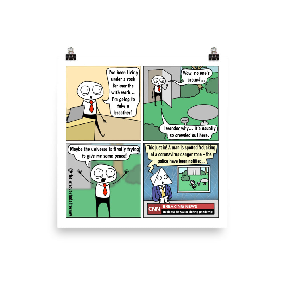 I'm Back | Lawyer Comic Print (10" x 10") | Full Color | The Introverted Attorney