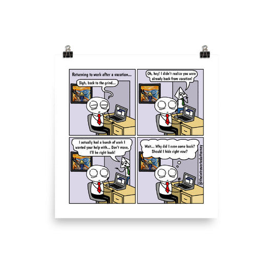 Returning From Vacation | Comic Print (10" x 10") | Full Color | The Introverted Attorney
