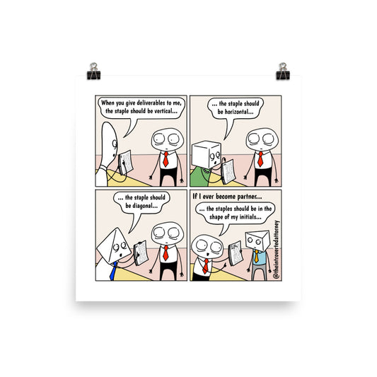 Stapling Preferences | Best Lawyer Law Firm Gifts | Comic Print (10" x 10") | Funny Gifts for Attorneys | The Introverted Attorney