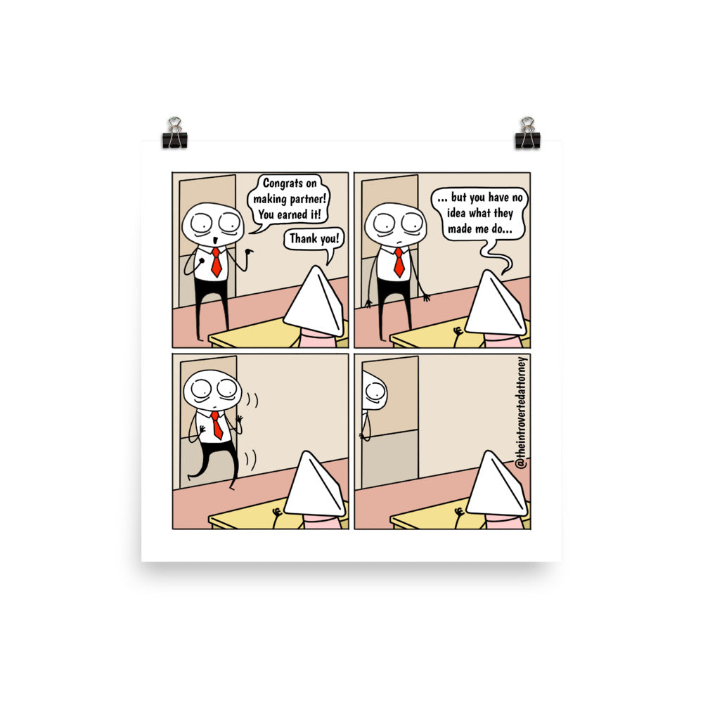 Back Away Slowly | Funny Lawyer Comic Print (10" x 10") | Best Law Firm Partner Gifts | Full Color | The Introverted Attorney