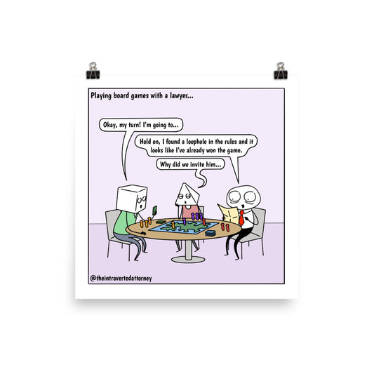 Board Games | Best Lawyer Law Firm Gifts | Law Comic Print | Funny Gifts for Attorneys
