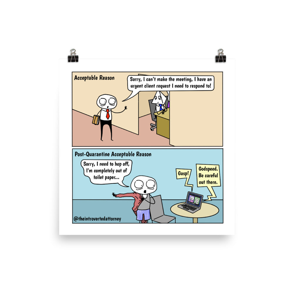Quarantine Reasons | Comic Print (10" x 10") | Full Color | The Introverted Attorney