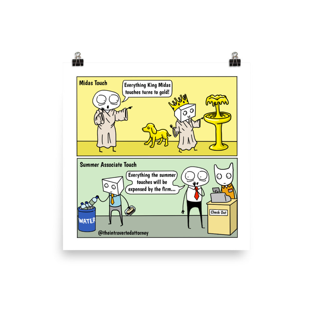 Summer Associate's Magic Touch | Funny Lawyer Comic Print (10" x 10") | Attorney Gifts | Full Color | The Introverted Attorney