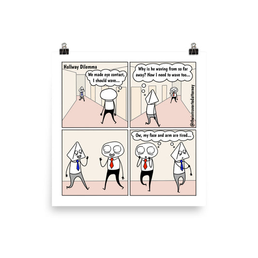 Hallway Dilemma | Best Lawyer Law Firm Gifts | Comic Print (10" x 10") | Funny Gifts for Attorneys | The Introverted Attorney