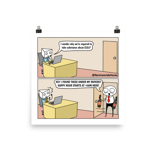 Important Continuing Legal Education Credits (CLEs) | Funny Lawyer Comic Print (10" x 10") | Attorney Gifts | Full Color | The Introverted Attorney