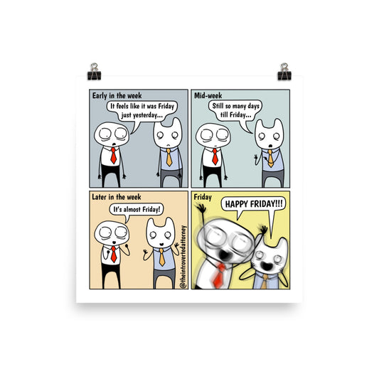 Happy Friday | Best Lawyer Law Firm Gifts | Law Comic Print | Funny Gifts for Attorneys