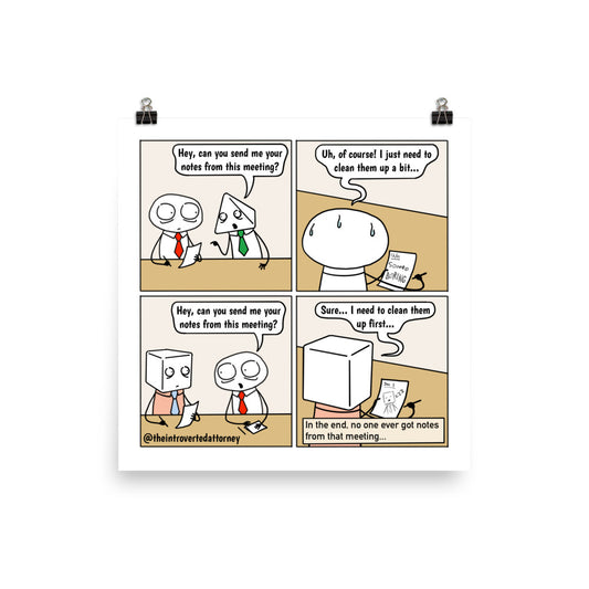 Meeting Notes | Best Lawyer Law Firm Gifts | Law Comic Print | Funny Gifts for Attorneys