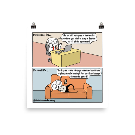 Animal Crossing | Lawyer Comic Print (10" x 10") | Full Color | The Introverted Attorney