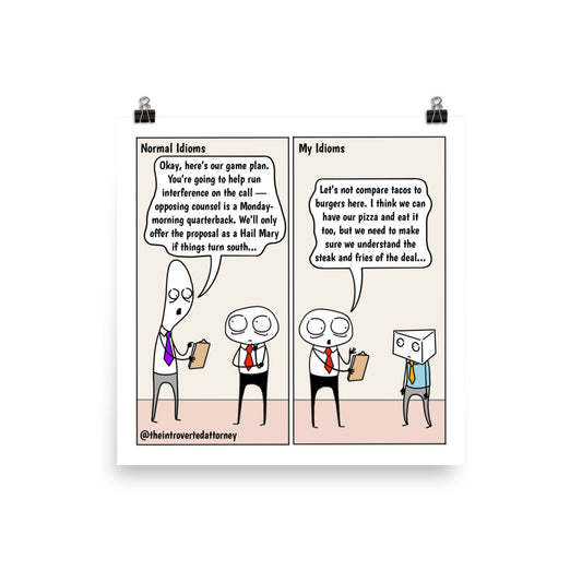 Idioms | Best Lawyer Law Firm Gifts | Law Comic Print | Funny Gifts for Attorneys