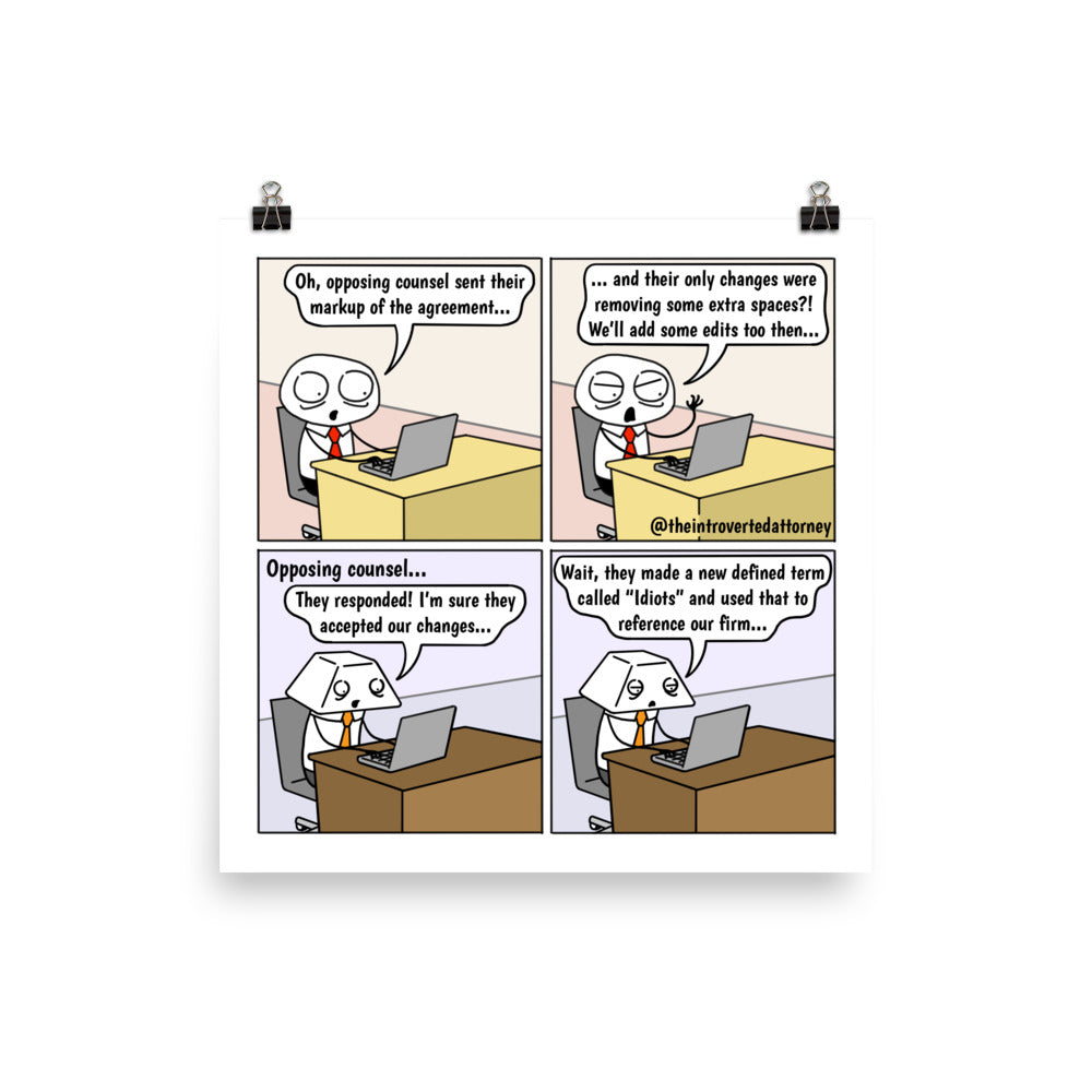 Opposing Counsel's Markup | Best Lawyer Law Firm Gifts | Law Comic Print | Funny Gifts for Attorneys