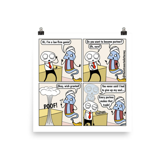 Law Firm Genie | Best Lawyer Law Firm Gifts | Law Comic Print | Funny Gifts for Attorneys