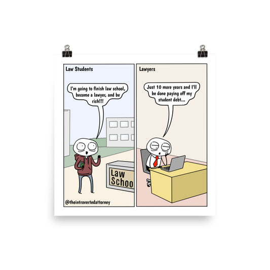 Rich in Debt | Best Lawyer Law Firm Gifts | Law Comic Print | Funny Gifts for Attorneys