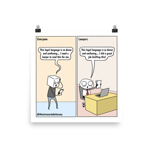 Legal Language | Best Lawyer Law Firm Gifts | Law Comic Print | Funny Gifts for Attorneys