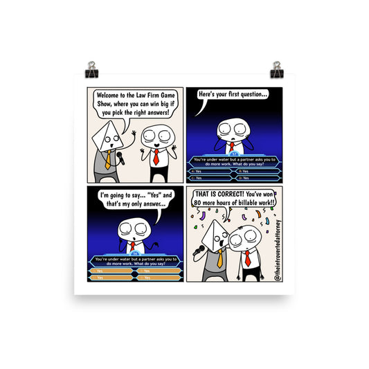 Law Firm Game Show | Best Lawyer Law Firm Gifts | Law Comic Print | Funny Gifts for Attorneys