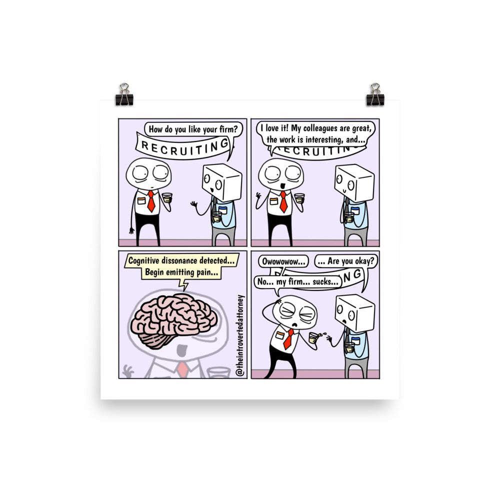 Cognitive Dissonance | Best Lawyer Law Firm Gifts | Law Comic Print | Funny Gifts for Attorneys