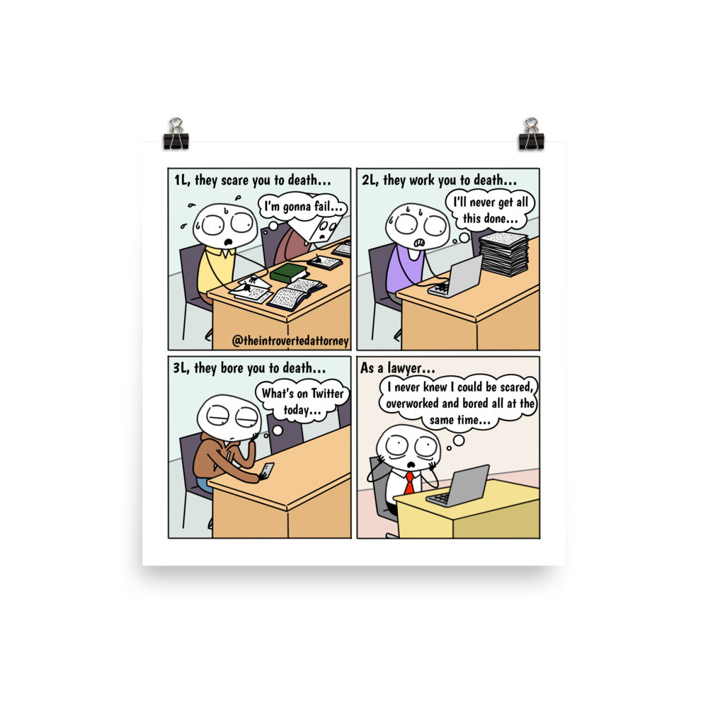 Law Student Evolution | Best Lawyer Law Firm Gifts | Law Comic Print | Funny Gifts for Attorneys