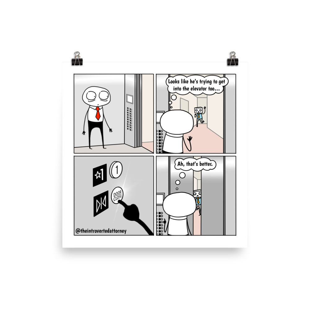 Elevator | Best Lawyer Law Firm Gifts | Law Comic Print | Funny Gifts for Attorneys