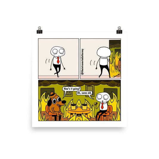 This Is Fine | Best Lawyer Law Firm Gifts | Law Comic Print | Funny Gifts for Attorneys