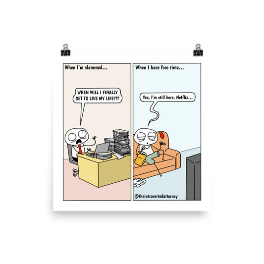 Free Time | Best Lawyer Law Firm Gifts | Law Comic Print | Funny Gifts for Attorneys